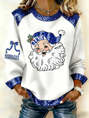 Women's Kentucky Christmas Print Patchwork Top