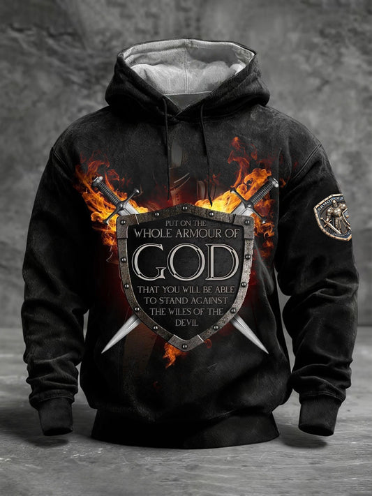 Men's Put On The Whole Armor Of God Drop-Shoulder Hoodie (No Pockets)