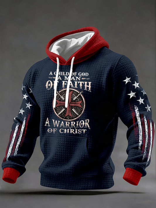 Men's A Child Of God A Man Of Faith Checkered Cotton Hoodie
