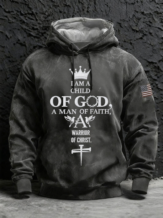 Men's I Am A Child Of God A Man Of Faith Drop-Shoulder Hoodie (No Pockets)