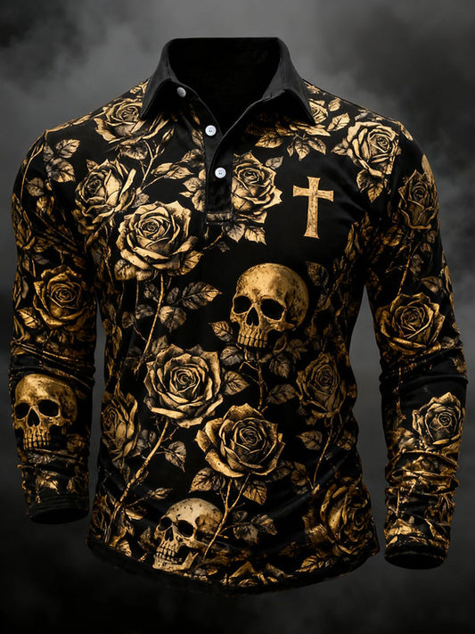 Men's Skull Cross Faith Long Sleeve Shirt