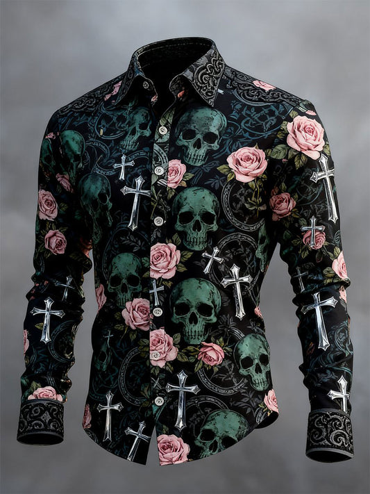 Men's Skull Cross Faith Long Sleeve Shirt
