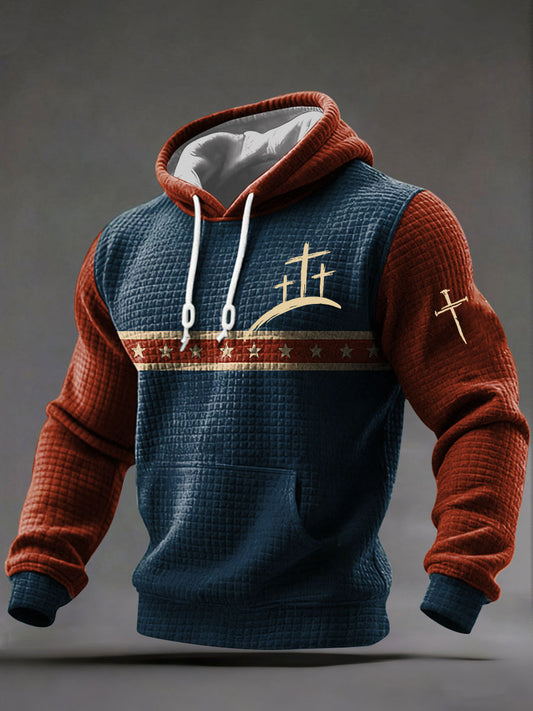 Men's Cross Print Casual Hoodie