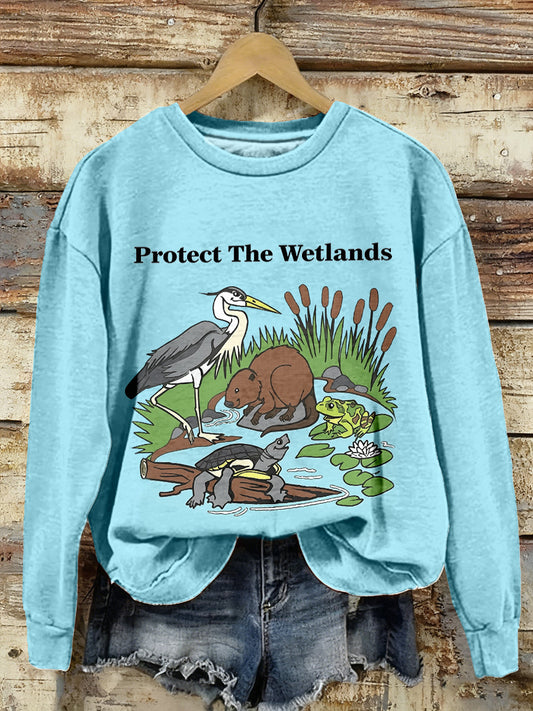 Women's Protect The Wetlands Print Sweatshirt