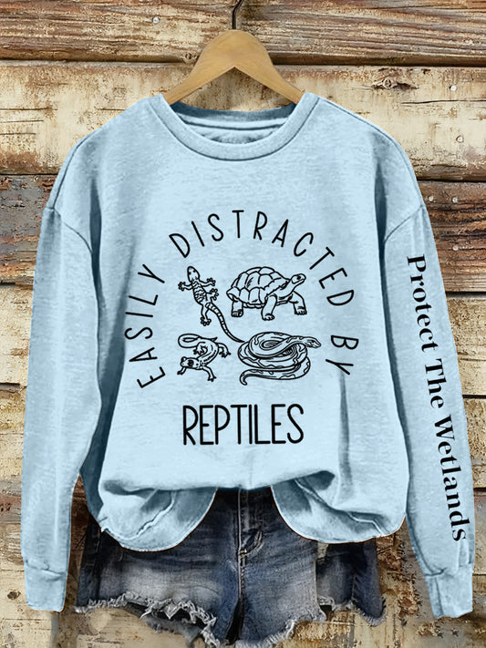Women's Easily Distracted by Reptiles Print Sweatshirt