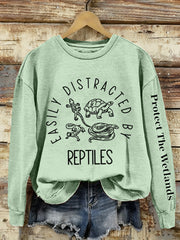 Women's Easily Distracted by Reptiles Print Sweatshirt