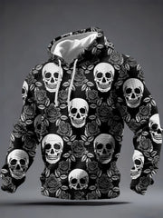 Men's Gothic Skull Printed Hoodie