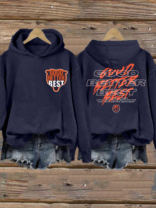 Women's Good Better Best Print Gift For Football Fans Gameday Casual Hoodie