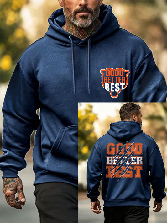 Men's Good Better Best Print Gift For Football Fans Gameday Casual Hoodie