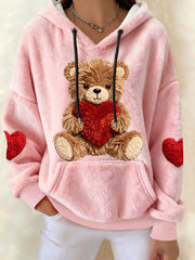 Women's Valentine's Day Teddy Bear Fleece Hoodies