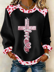 Women's Love Cross Print Casual Top