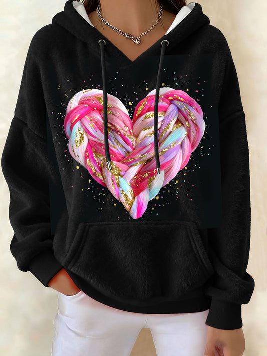 Women's Valentine's Day Heart-Shaped Fleece Hoodies