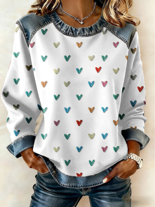 Women's Heart Print Casual Top
