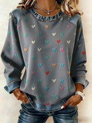 Women's Heart Print Casual Top