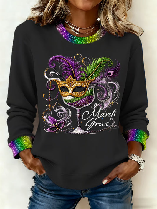 Women's Mardi Gras Print Casual Sweatshirt