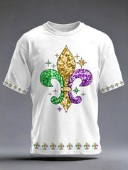 Men's Mardi Gras Fleur De Lis Print Casual Tee