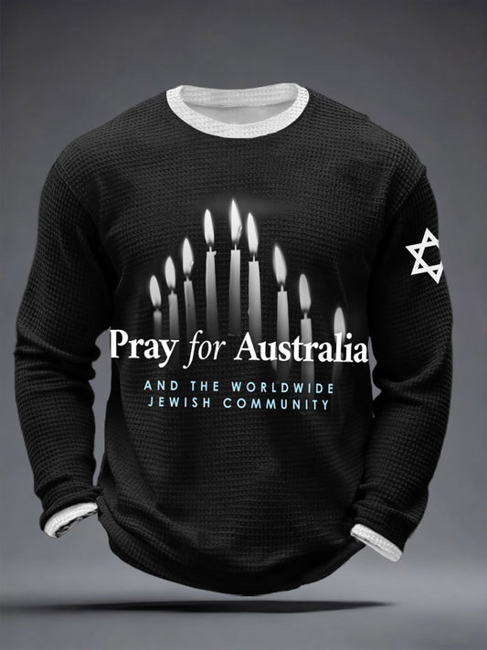 Men's Wear Pray For Australia and the Worldwide Jewish Community Waffle T-Shirts