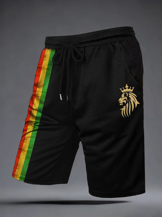 Men's Reggae Music Inspired Print Casual Shorts