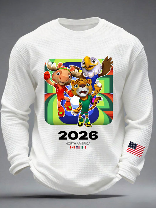 Men's World Cup USA Mascot 2026 Waffle Long Sleeve T-Shirt