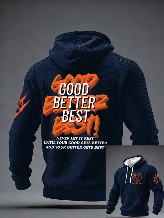 Men's Good Better Best Print Football Fans  Checkered Cotton Hoodie