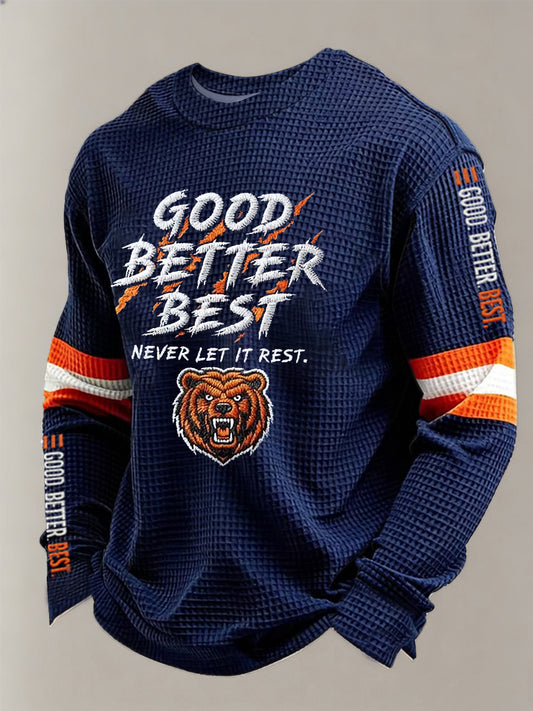 Men's Good Better Best Print Football Fans Printed Long Sleeve Sweatshirt