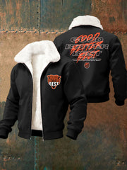 Men's Good Better Best Print Football Fans Gameday Casual Plush Zipper Jacket