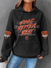 Women's Good Better Best Print Football Fans Gameday Casual Waffle Hoodie