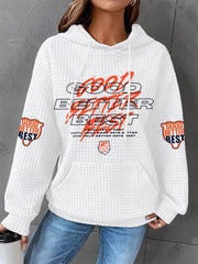 Women's Good Better Best Print Football Fans Gameday Casual Waffle Hoodie