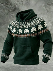 Men's St. Patrick's Day Printed Checkered Cotton Hoodie
