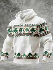 Men's St. Patrick's Day  Shamrock Art Checkered Cotton Hoodie
