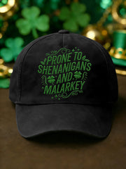 Unisex Funny St Patrick's Day Prone to Shenanigans and Malarkey Shamrock Print Hat