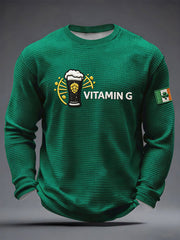 Men's St Patrick's Day Shamrock Art Waffle Long Sleeve T-Shirt