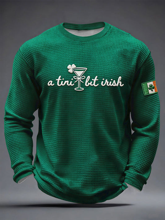 Men's St Patrick's Day Shamrock Art Waffle Long Sleeve T-Shirt