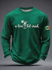 Men's St Patrick's Day Shamrock Art Waffle Long Sleeve T-Shirt
