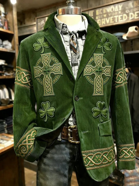 Men's St. Patrick's Day Print Casual Lapel Suit
