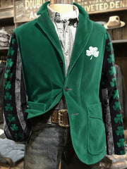 Men's St. Patrick's Day Print Casual Lapel Suit