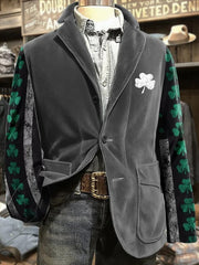 Men's St. Patrick's Day Print Casual Lapel Suit