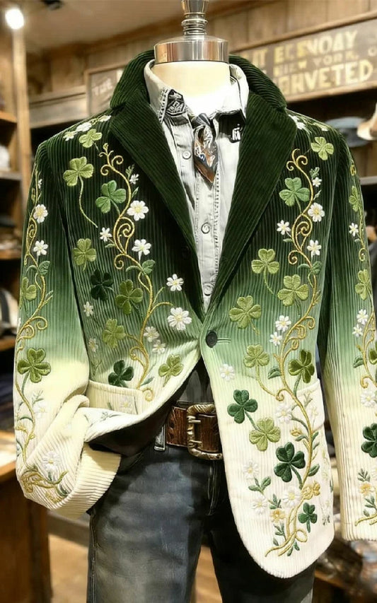 Men's St. Patrick's Day Print Casual Lapel Suit