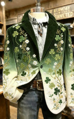 Men's St. Patrick's Day Print Casual Lapel Suit