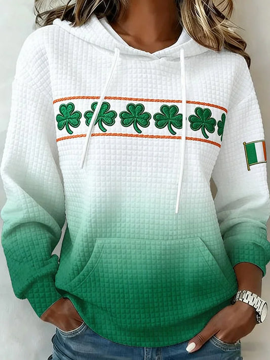 Women's St. Patrick's Day Print Large-sized Hooded Sweatshirt