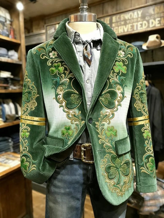 Men's St. Patrick's Day Print Casual Lapel Suit