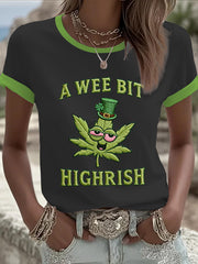 Women's Funny St Patrick Day A Wee Bit Highrish Short Sleeve T-shirt
