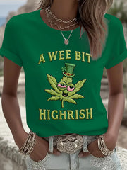Women's Funny St Patrick Day A Wee Bit Highrish Short Sleeve T-shirt