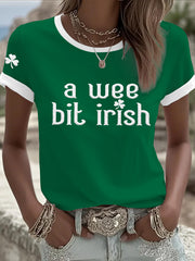 Women's Funny St Patrick Day A Wee bit Irish Short Sleeve T-shirt