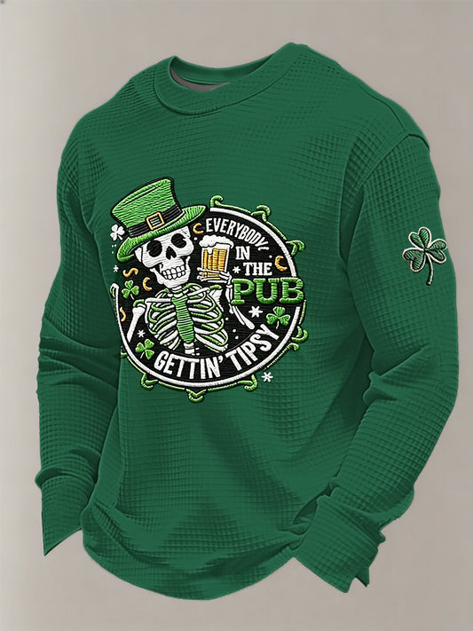 Men's St. Patrick's Day Everybody In The Pub Gettin’ Tipsy  Waffle Sweatshirt