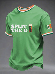 Men's St Patricks Day Funny Beer Shamrock Split the G Short Sleeve T-shirt