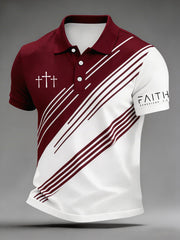 Men's Cross Faith Geometric Print Casual Top