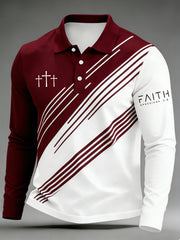 Men's Cross Faith Geometric Print Casual Long-Sleeve Top