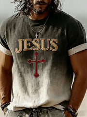 Men's Vintage Christian Faith Cross Short Sleeve T-shirt