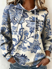 Women's Vintage Faith Print large-sized hooded sweatshirt